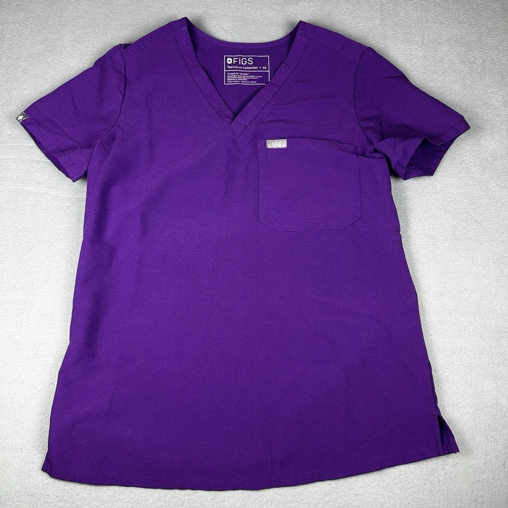 FIGS Women's Catarina One Pocket Scrub Top XS Technical Collection Ultra Violet